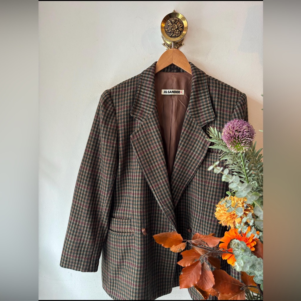 Iso Vintage Jil Sander Checkered Blazer In Brown And Red